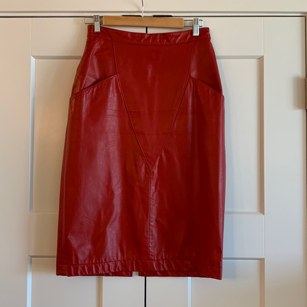 Vintage Lipstick Red Leather Skirt